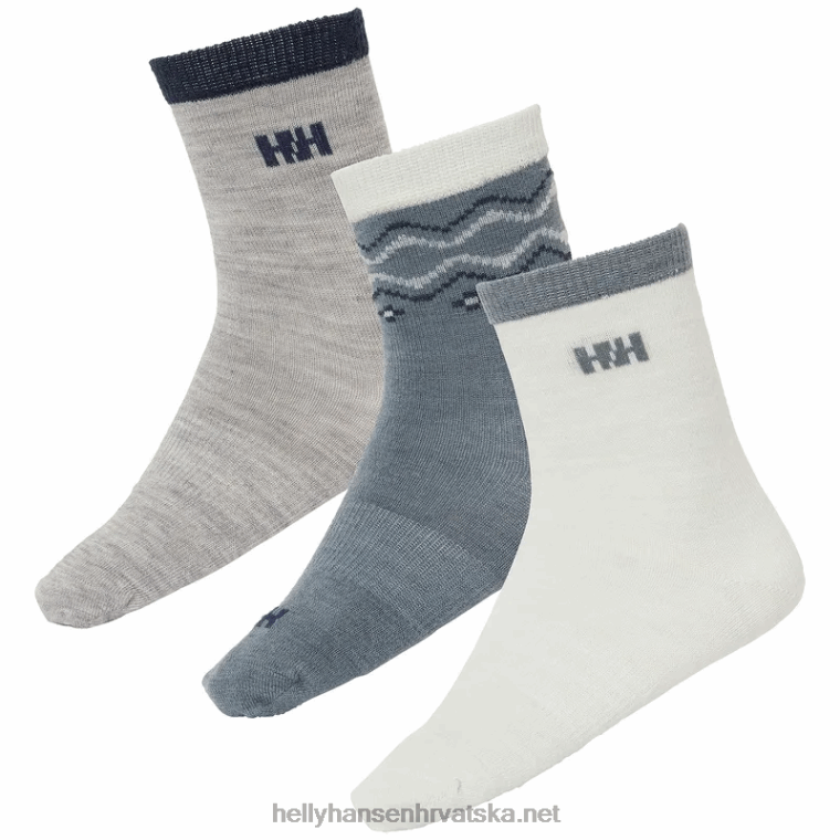 J0HV1008 dječje vunene čarape. 3 kom djeca Helly-Hansen sivi melang - Image 1