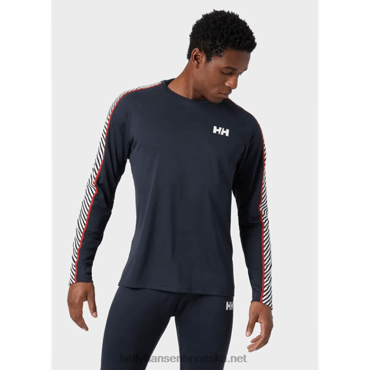 J0HV1039 muška lifa aktivna pruga temeljni sloj za posadu muškarci Helly-Hansen crno - Image 2