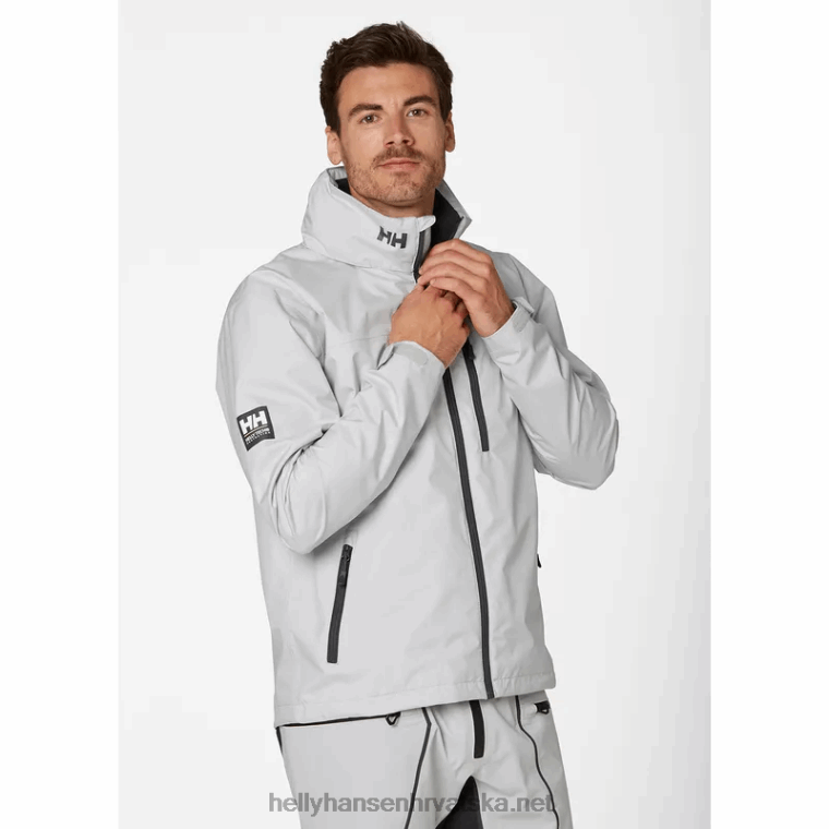 J0HV12 muška jedriličarska jakna s kapuljačom za posadu muškarci Helly-Hansen siva magla - Image 2
