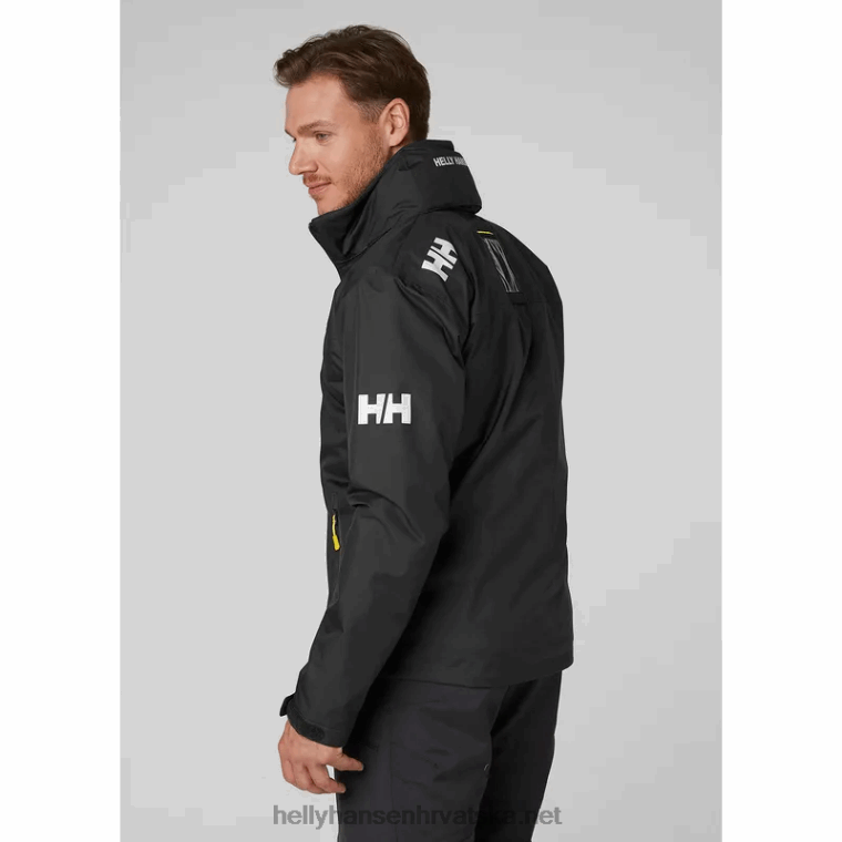 J0HV15 muška jedriličarska jakna s kapuljačom za posadu muškarci Helly-Hansen crno - Image 3
