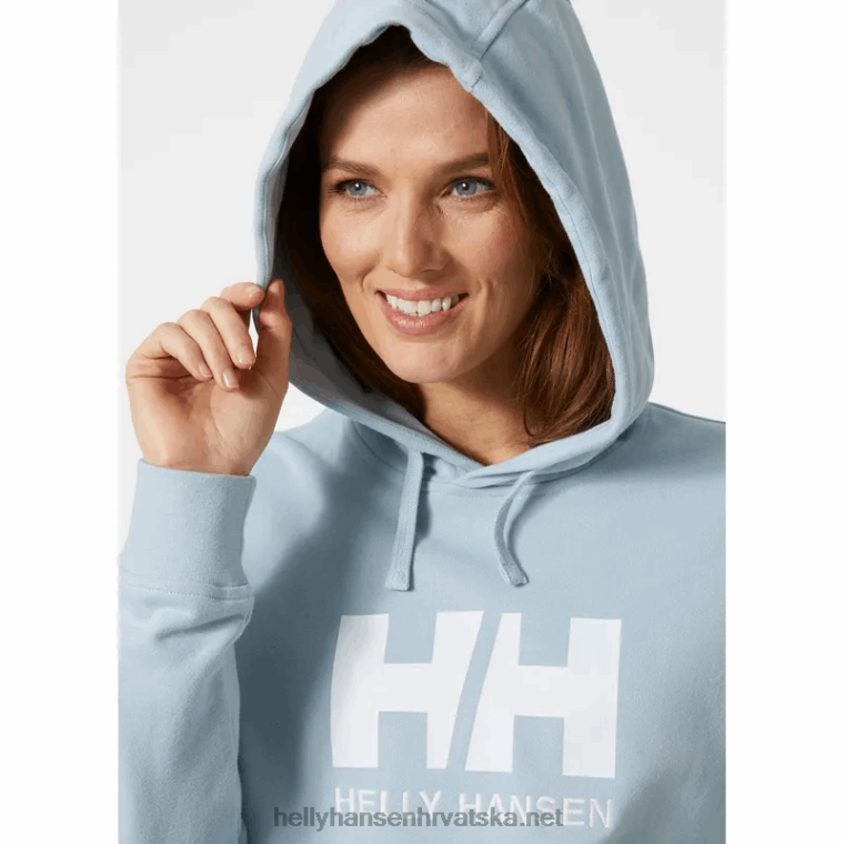 J0HV1892 ženska majica s kapuljačom hh logo žene Helly-Hansen svijetlo plava - Image 4