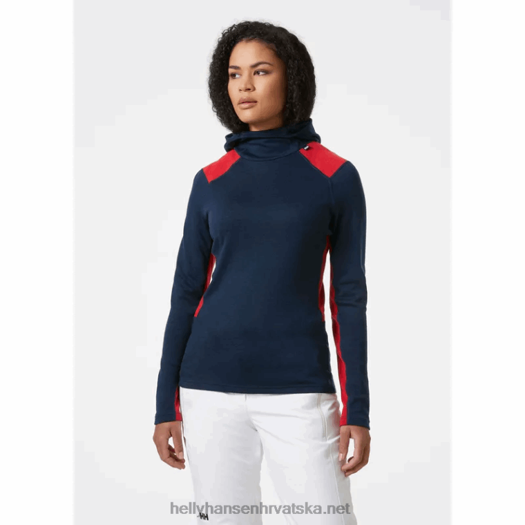 J0HV2059 ženska majica s kapuljačom srednje težine lifa merino 2-u-1 žene Helly-Hansen crno - Image 2