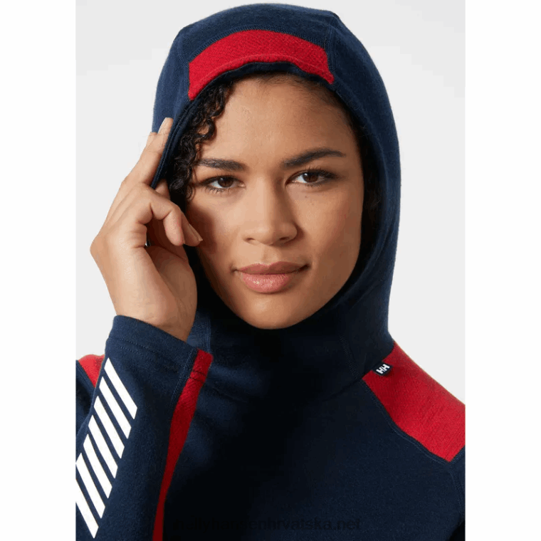J0HV2059 ženska majica s kapuljačom srednje težine lifa merino 2-u-1 žene Helly-Hansen crno - Image 5
