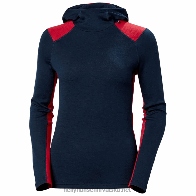 J0HV2059 ženska majica s kapuljačom srednje težine lifa merino 2-u-1 žene Helly-Hansen crno - Image 1