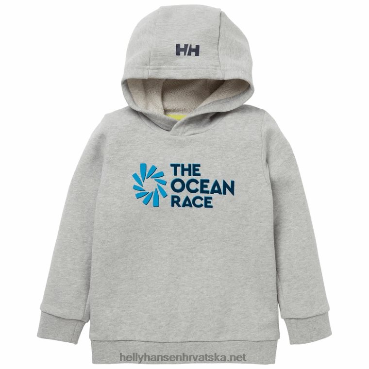 J0HV2376 ocean race majica s kapuljačom za djecu i juniore djeca Helly-Hansen sivi melang - Image 1