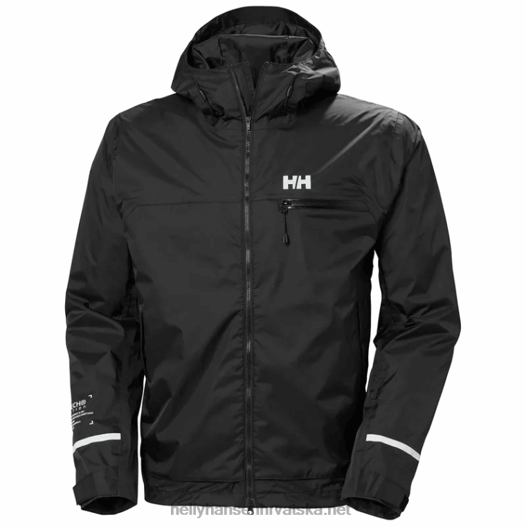 J0HV237 muška biciklistička kišna jakna s kapuljačom muškarci Helly-Hansen crno - Image 2