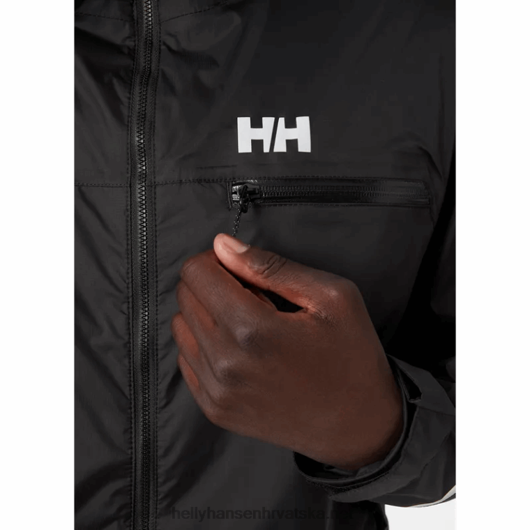 J0HV237 muška biciklistička kišna jakna s kapuljačom muškarci Helly-Hansen crno - Image 4
