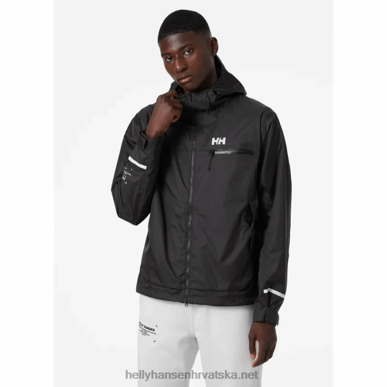 J0HV237 muška biciklistička kišna jakna s kapuljačom muškarci Helly-Hansen crno - Image 7