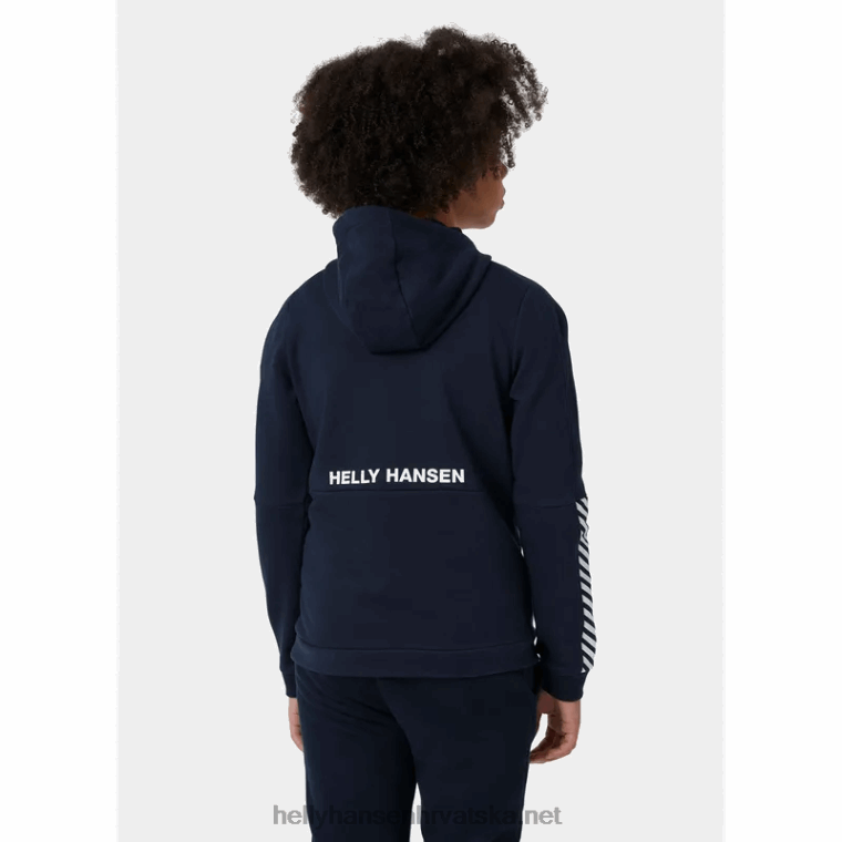 J0HV2519 aktivna majica s kapuljačom za juniore djeca Helly-Hansen ružičasti sorbet/bijeli/sivi melang - Image 3