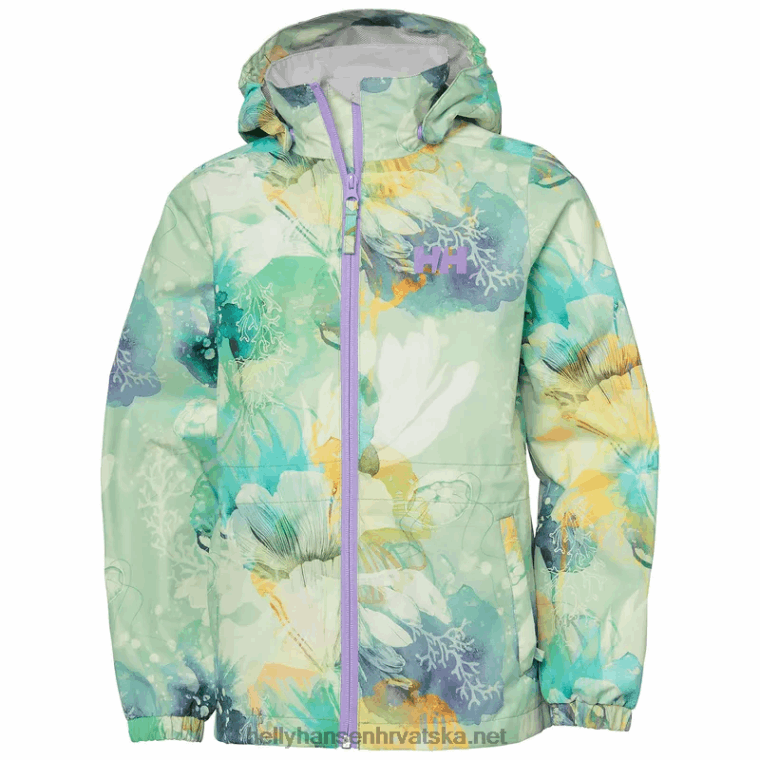 J0HV2556 juniorska kišna jakna celeste djeca Helly-Hansen vrijesak aop/breskva jeka - Image 1