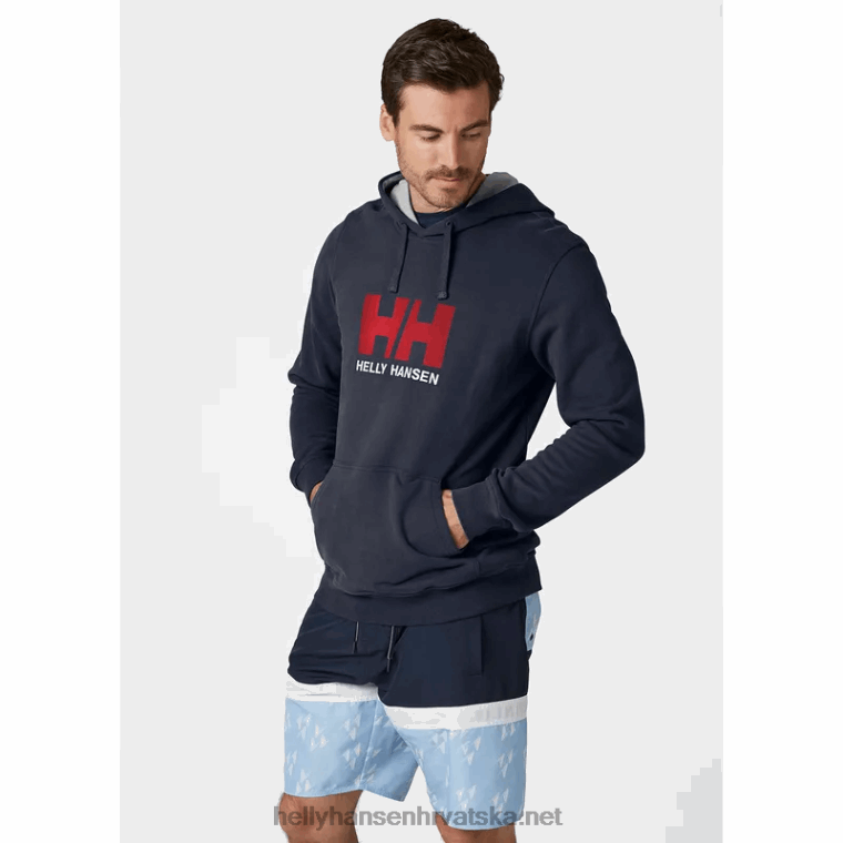 J0HV775 muška majica s kapuljačom s logom hh muškarci Helly-Hansen sivi melang - Image 2