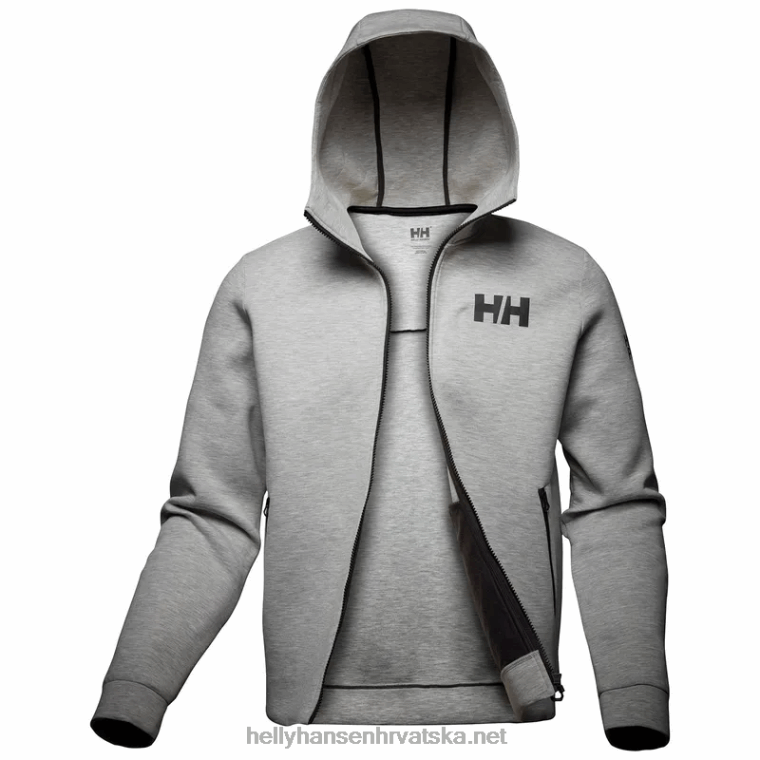 J0HV81 muška jakna s patentnim zatvaračem hp ocean sailing 2.0 muškarci Helly-Hansen sivi melang - Image 1