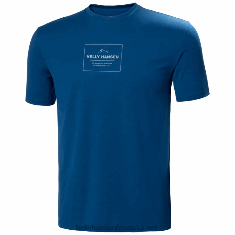 J0HV848 muška skog reciklirana grafička majica muškarci Helly-Hansen azurit mel - Image 1