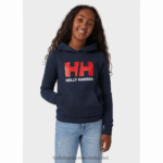 J0HV2502 majica s kapuljačom s hh logom za juniore 2.0 djeca Helly-Hansen plava magla/sivi melang - Image 2