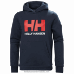 J0HV2502 majica s kapuljačom s hh logom za juniore 2.0 djeca Helly-Hansen plava magla/sivi melang